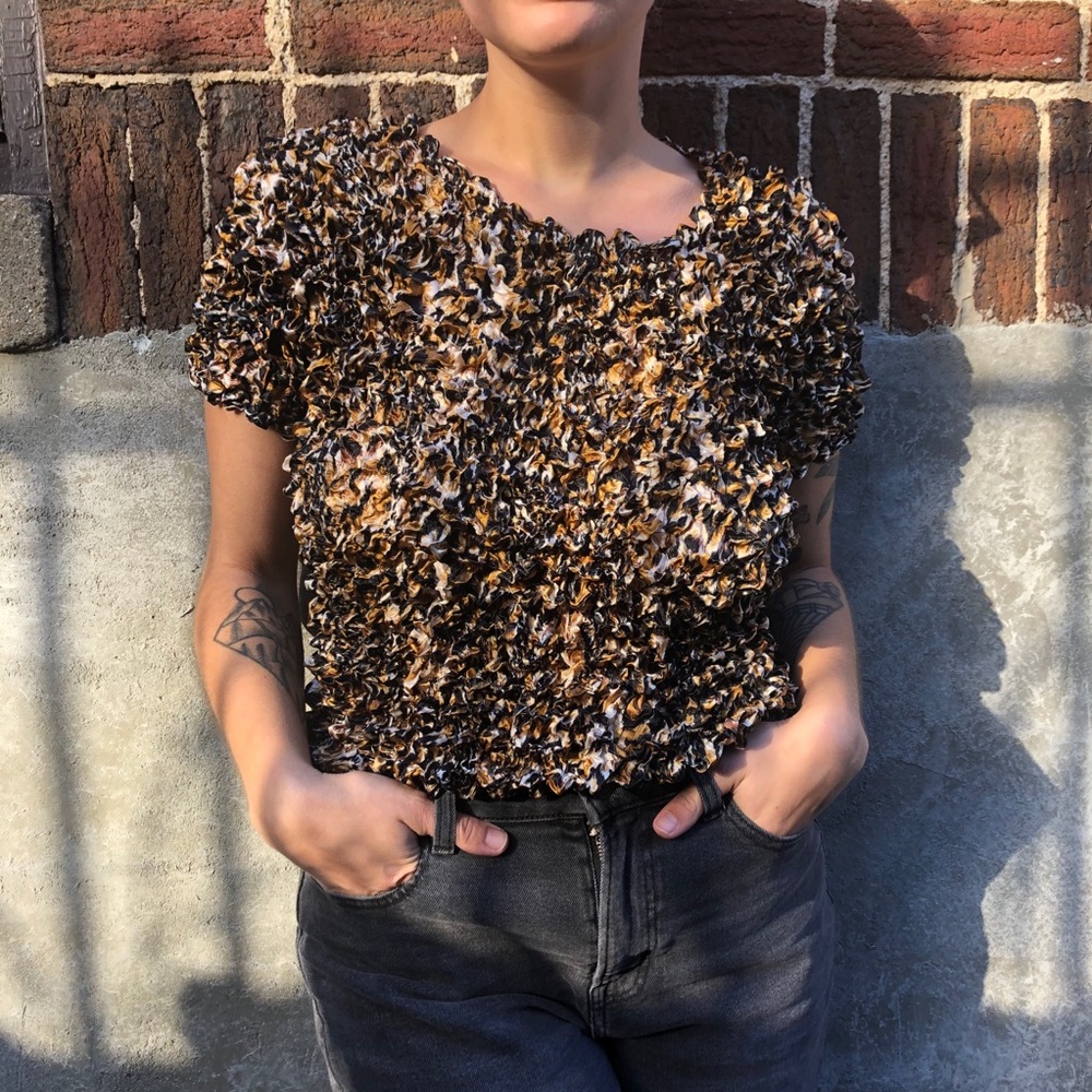 VINTAGE 00s popcorn shirt in animal print 🐆🦓🦒
